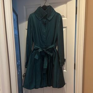 Samuel Dong Elegant Teal Bubble Hem Trench Coat - excellent condition